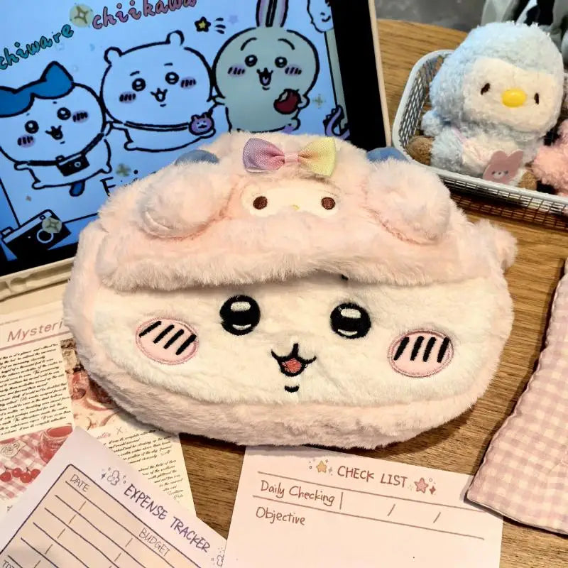 Anime Chiikawas Plush Pen Case Cartoon Usagi Hachiware Stationery Box