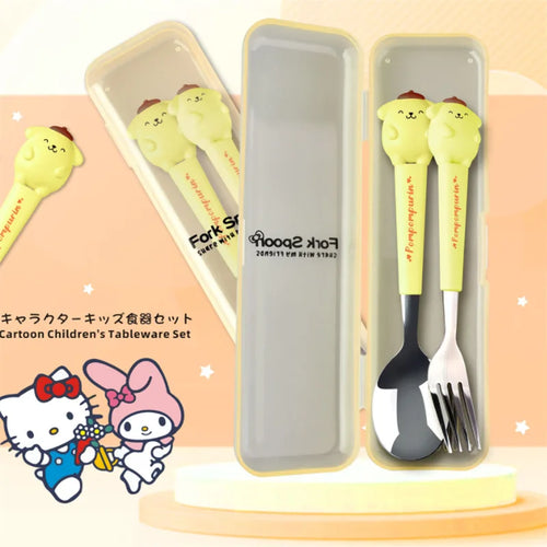 Sanrio Children Tableware Hello Kitty Melody Kuromi Silicone Handle