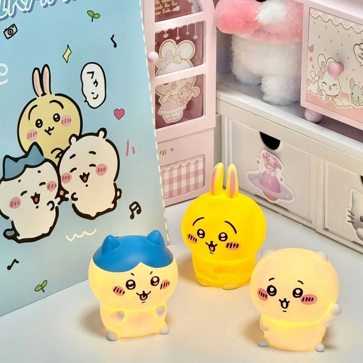 Chiikawa Anime LED Night Light  Hachiware  Usagi Rabbit Lamp Bedroom
