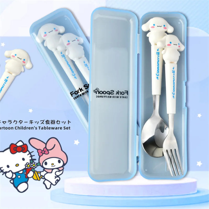 Sanrio Children Tableware Hello Kitty Melody Kuromi Silicone Handle