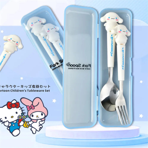 Sanrio Children Tableware Hello Kitty Melody Kuromi Silicone Handle