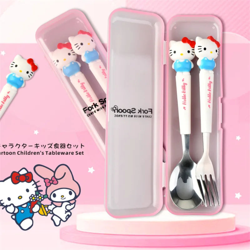 Sanrio Children Tableware Hello Kitty Melody Kuromi Silicone Handle