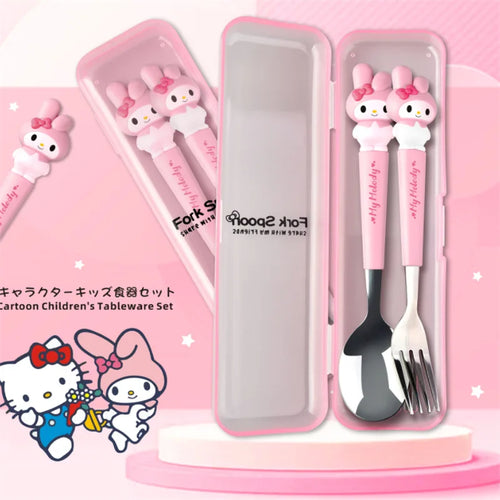 Sanrio Children Tableware Hello Kitty Melody Kuromi Silicone Handle