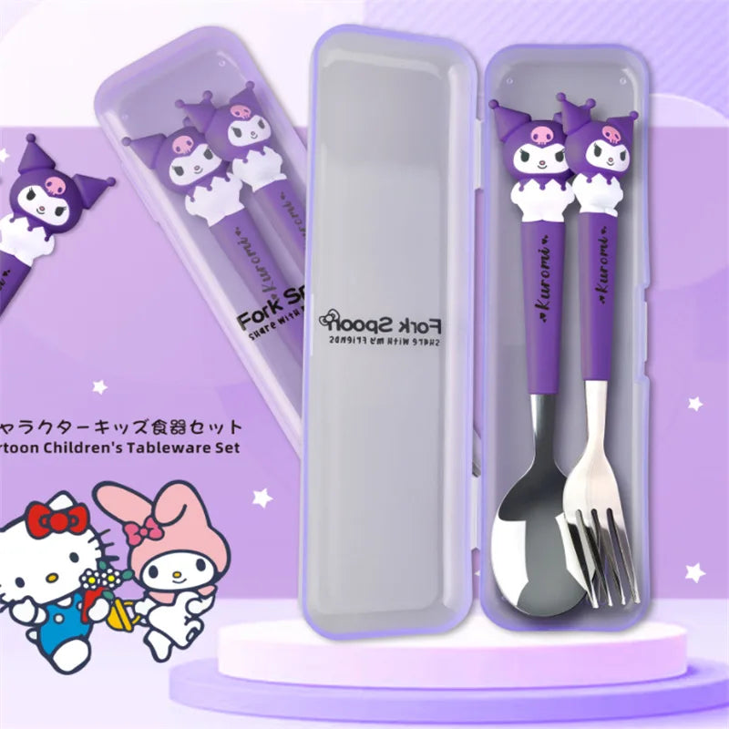 Sanrio Children Tableware Hello Kitty Melody Kuromi Silicone Handle